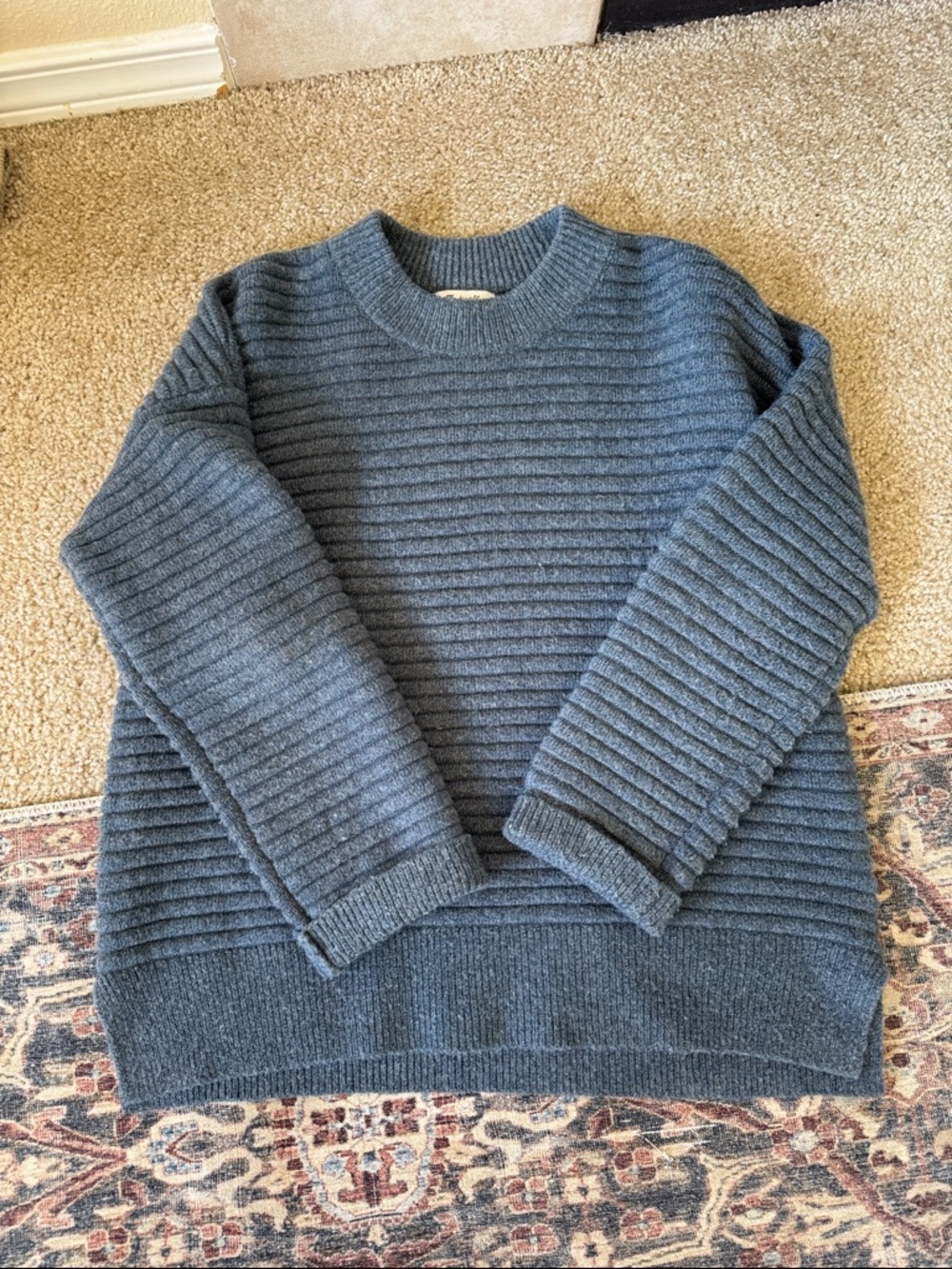 Madewell Women's Ribbed Crewneck Sweater - Slate Blue